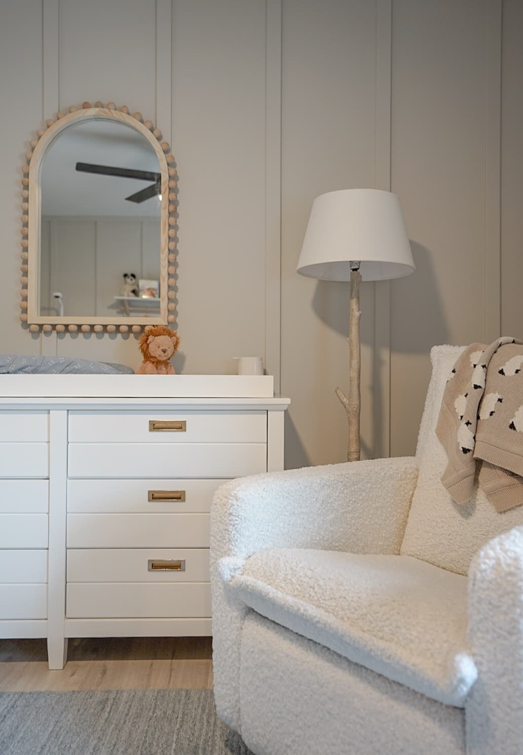 Mountain Escape Neutral Nursery — interior design by Nikka Winchell, Halcyon Haus Denver